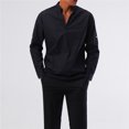 thumbnail image 1 of CEHVOM Chemise Décontractée à Manches Longues pour Homme, Col en V Profond, Couleur Unie, Multi-Codes, 1 of 6