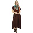 thumbnail image 1 of Bimba Robe d'Été à Ourlet Asymétrique avec Poches pour Femme Brun Maxi avec Foulard-18, 1 of 9