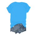 thumbnail image 3 of TSADFHJI Hauts Mignons pour Femmes Manches Longues Col Rond Imprimé Lettre Manches Courtes T-Shirt Col Rond Haut L Bleu Clair, 3 of 3