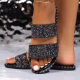thumbnail image 1 of Cameland Women's Summer New Plus Size Frosted Sequin Line Over Beach Flats Light Sandals, 1 of 9