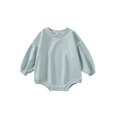 thumbnail image 1 of Faithtur Bébé Filles Garçons Romper Couleur Unie Manches Longues Col Rond Combinaisons Automne Hiver Casual Bodysuits, 1 of 8