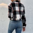 thumbnail image 4 of Yuyuzo Womens Cropped Plaid Shacket Button down Short Flannel Shirt Jacket Coat Outwear with Pockets, 4 of 5