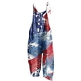 thumbnail image 3 of QATAINLAV Womens Casual Summer Linen Jumpsuits Adjustable Spaghetti Strap Long Wide Leg Rompers 4th of July American Flag Overalls Multicolor XL Prime Sales, 3 of 6