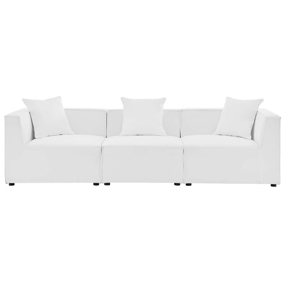 Modway Saybrook 3-Piece Fabric Upholstered Outdoor Patio Sectional Sofa in White