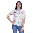 thumbnail image 1 of Moomaya Womens Printed Top Roll-Up Sleeve Collar Neck Button-Down Shirt, 1 of 7