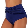 thumbnail image 2 of Bikini de Plage Plissé à Rayures et Couleur Unie pour Femmes Été, 2 of 6