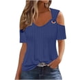 thumbnail image 1 of Timegard Womens Plus Size Tops Eyelet V-Neck Short Sleeve Cold Shoulder Summer Dressy Casual Tunic Tops, 1 of 6