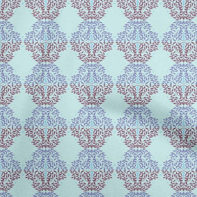 oneOone Polyester Spandex Sky Blue Fabric Asian Traditional Block Sewing Material Print Fabric By The Yard 56 Inch Wide
