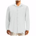 thumbnail image 1 of RXIRUCGD Blouse à Manches Longues pour Hommes, Mode Décontractée, Couleur Unie, Boutons, Poches, Col Rabattu, Blanc, Taille : 3TG, 1 of 5