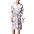 thumbnail image 2 of Hot ! TIMIFIS Men's Satin Robe Silk Robe Classic Long Bathrobe Lightweight Loungewear Bathrobe V Neck Sleepwear pring/Summer, 2 of 6