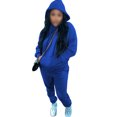 thumbnail image 3 of MAWCLOS Ladies Two Piece Outfit Drawstring Tracksuit Sets Long Sleeve Jogger Set Straight Leg Sports Hooded Neck Sweatsuits Blue XL, 3 of 4