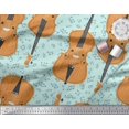 thumbnail image 3 of Soimoi Green polyester Crepe Fabric Notes & Violin Musical Instrument Printed Fabric 1 Yard 52 Inch Wide, 3 of 3