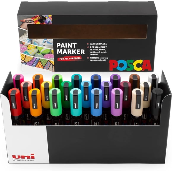 Posca - PC-5M - Marqueurs de Peinture pour Art - 1,8-2,5 mm - Ensemble de Bureau de 23 Couleurs