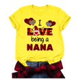 thumbnail image 2 of Hauts d'Été Grande Taille Femmes Décontractés Grande Taille Manches Courtes Imprimé 3D Amour Col Rond Hauts Tee T-Shirt Blouse Col en V T-Shirt Femmes en Liquidation, 2 of 9