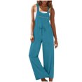 thumbnail image 4 of RKSTN Jumpsuits for Women New Fashion Halter Sleeveless Zipped Pockets Loose Plus Size Rompers Casual Summer Wide Leg Solid Color Long Jumpsuits, 4 of 5
