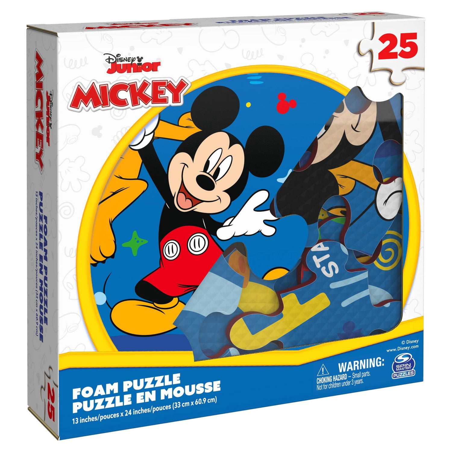 Mickey Mouse, puzzle spongieux en mousse 25 pièces Disney Junior Clubhouse Pluto Fun Starts Here, pour les enfants de 4 ans et plus