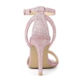 thumbnail image 2 of BLISSFUL STEP Women's Shoes Glitter Stiletto Heel Sandals Ankle Strap Open Toe Party Shoes Pink 8.5, 2 of 8