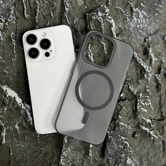 Premium Aesthetics Ins-Style Clear Magnetic Silicone Case – (Matte black,iPhone 15 Pro)