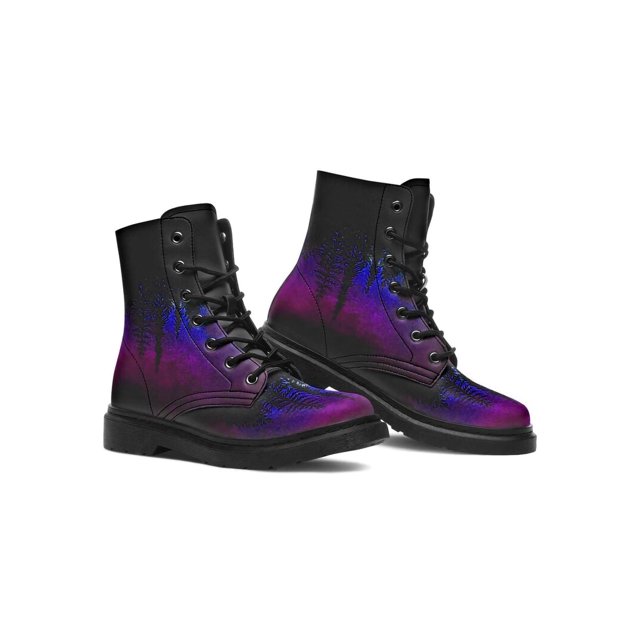 UKAP Women Leather Boot Floral Short Bootie Lace Up Ankle Boots Work Booties Waterproof Tree 5