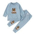 thumbnail image 1 of MIASHUI Toddler Girl Boy Easter Outfit Rabbit Embroidered Long Sleeve Sweatshirt Top Pants Set,Blue,18-24 Months, 1 of 8