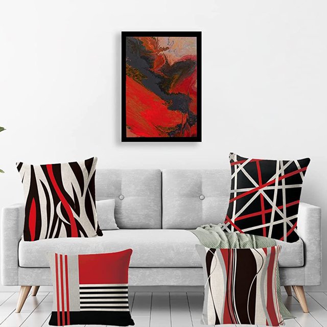 VONKY Red And Black Decorative Cushion Cover Add Of Color To Home Decor Breathable Polyester Stylish W0081-14