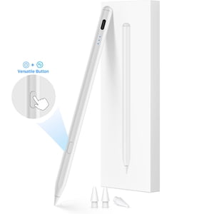 One-Click Undo Function,Stylus Pen for iPad 2018-2025(A16/11/10/9/8/7/6),USB-C Fast Charging,Pixel-Perfect Tilt Sensitivity,Palm Rejection & Magnetic Attach for iPad Pro/iPad Air/iPad Mini(white)