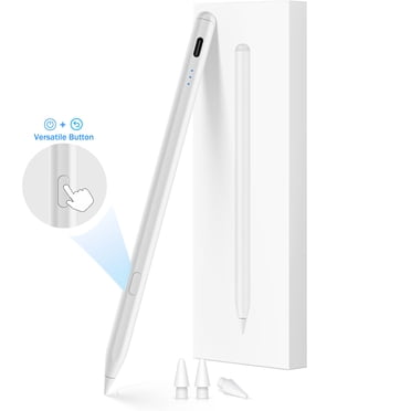 One-Click Undo Function,Stylus Pen for iPad 2018-2025(A16/11/10/9/8/7/6),USB-C Fast Charging,Pixel-Perfect Tilt Sensitivity,Palm Rejection & Magnetic Attach for iPad Pro/iPad Air/iPad Mini(white)