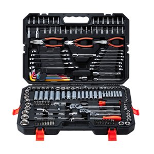 KFFKFF Ensemble d'outils de mécanique, 314-Piece Kit d'outils mécaniques, 1/4 de pouce, 3/8 de pouce et 1/2 de lecteur, ensemble de chaussettes métriques, clés, visseuses, accessoires et boîtier de rangement