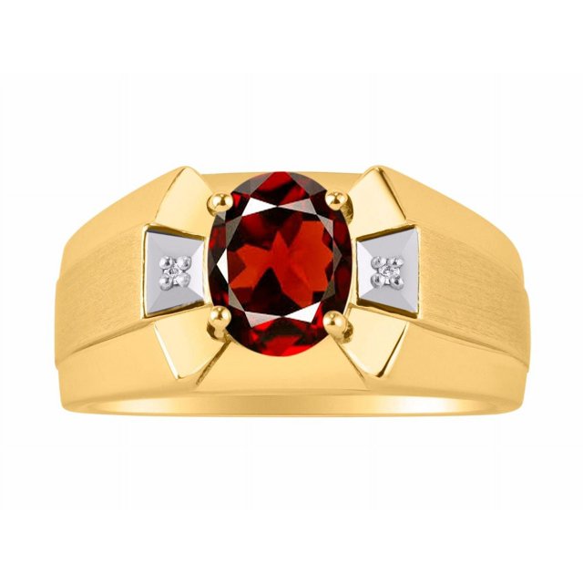 RYLOS Men's Rings 14K Yellow Gold Rings Classic Designer 9X7MM Oval Gemstone & Diamond Ring Green Sapphire September Birthstone Ring Size 11