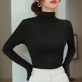 thumbnail image 2 of GigrtiJin Women's Turtleneck Long Sleeve Shirts Lightweight Slim Tops Summer Solid Color Basic Tight T Shirts Tee, 2 of 3