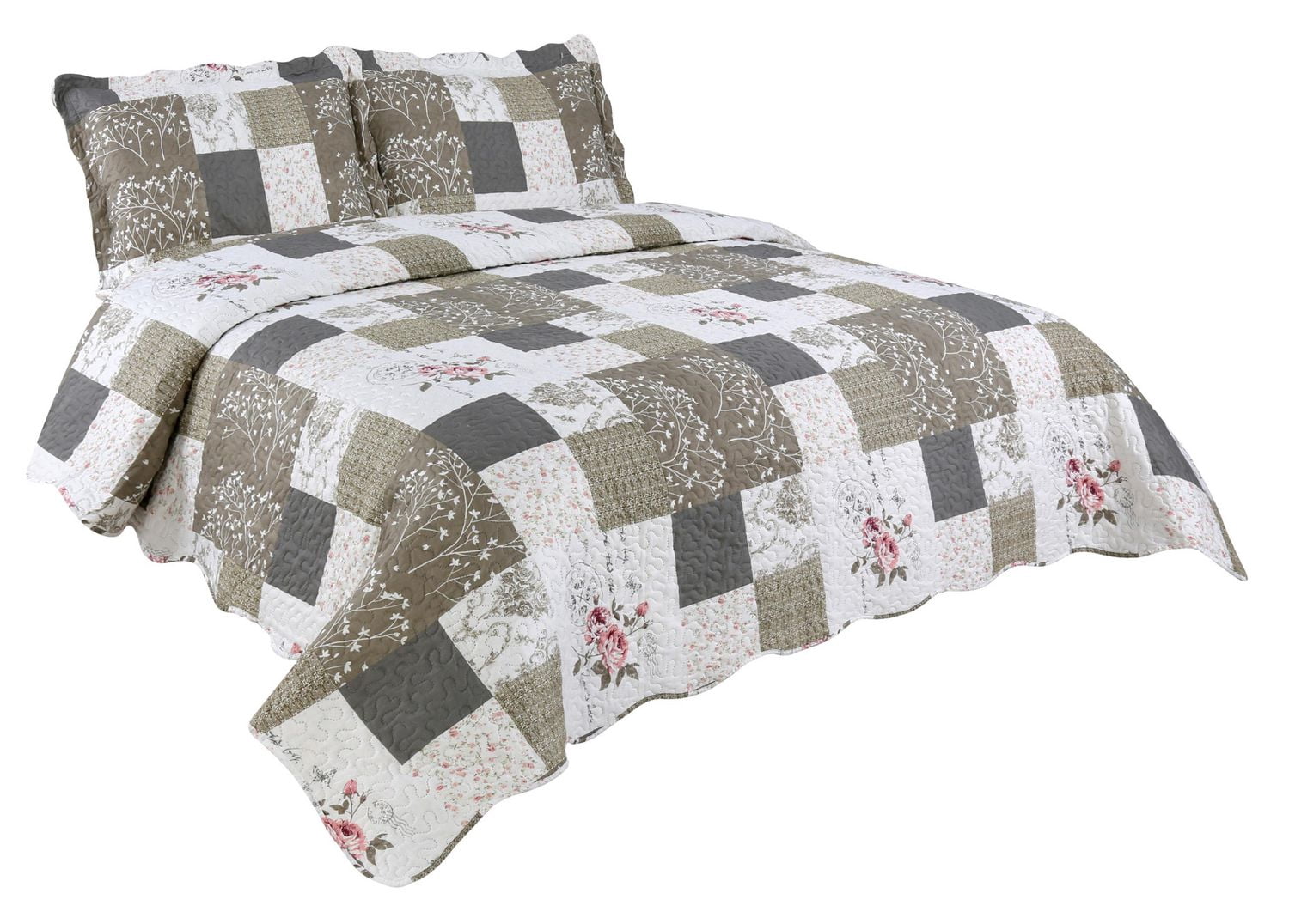 Marina Decoration Rich Printed Embossed Pinsonic Coverlet Bedspread Ultra Soft Bedding Summer Quilt Set with Shams