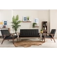 thumbnail image 2 of Allora Mid-Century Faux Leather/Wood Loveseat, Black/Walnut, 2 of 6