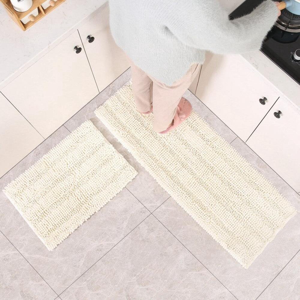 Bath Mat For Bathroom Rugs Non Slip Ultra Thick And Soft Chenille  Bathroom Rugs And Mats Sets Shower Tub Beige