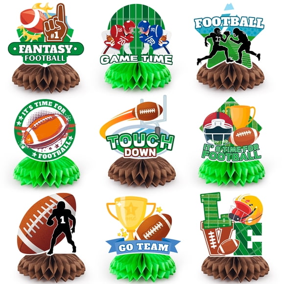 Centre de Table en Nid d'Abeilles de Football, 9 Pcs Centres de Table en Nid d'Abeilles de Football Rugby/centres de Table en Nid d'Abeilles à Thème Football/centres de Table en Nid d'Abeilles de Football pour Décorations et Fournitures de Fête de Football