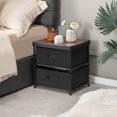 thumbnail image 3 of Gymax 2 Pcs Table de Chevet en Tissu 2 Tiroirs Table de Nuit Petite Commode Chambre Salon, 3 of 10
