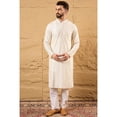 thumbnail image 2 of DWEEP SARA Kurta pour Homme en Viscose Rayonne Uni Brodé Droit Ethnique Blanc Cassé, S, 2 of 10