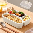 thumbnail image 1 of yulier Snack Containers, 4 Compartment Snack Box Bento Snack Containers, Divided Food Storage Containers, Wheat Straw Meal Prep Lunch Box with Lid for Travel Work Picnic, Beige, 1 of 6