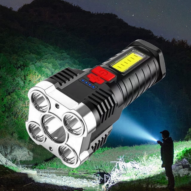 Canada Day Kcavykas Back to School Season,Five Explosion LED Flashlight Super Bright Rechargeable Camping Flashlight Table Lamp Outdoor Lighting