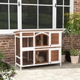 thumbnail image 2 of PawHut 49"L Wooden Rabbit Hutch, Two Story Bunny Cage with Ramp, 2 of 10