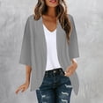 thumbnail image 2 of yoeyez Light Cardigans for Women Summer Womens Plus Size Solid Color Kimono Cardigan Puff Sleeve Tops Oversize Loose Cover Ups Cardigans Gray,M, 2 of 7
