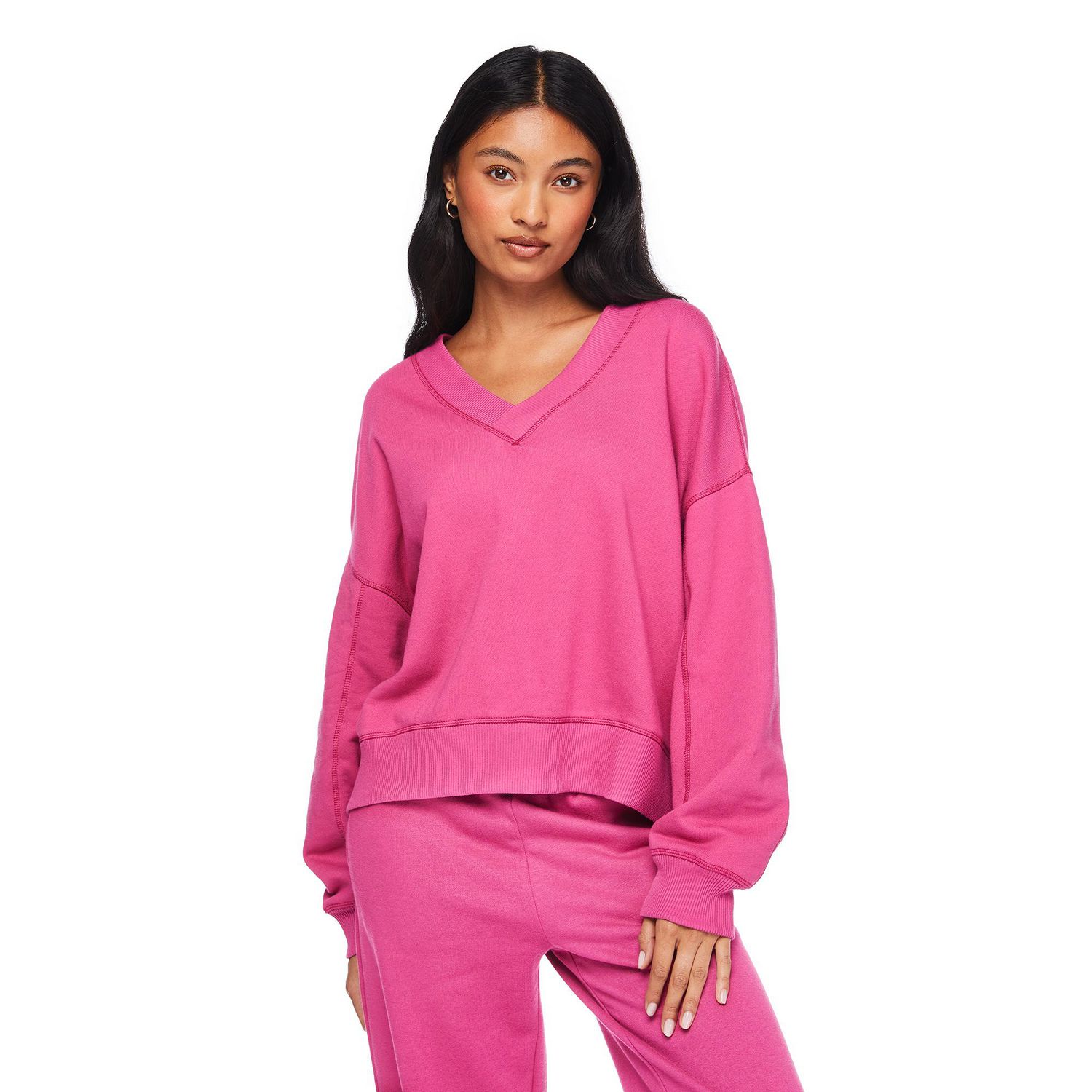 No Boundaries Women's Oversized V-Neckline Popover