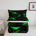 thumbnail image 3 of YST Geometry Comforter Set Queen Size,3D Modern Abstract Square Grid Bedding for Children Adult,Green Neon Light Geometric Stereoscopic Soft Bed Comforter Room Decor, 2 Pillowcases, 3 of 5