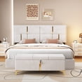 thumbnail image 2 of Velmero Queen Size Upholstered Storage Bed with Hydraulic Lift & Easy Assembly - No Box Spring Required,Beige, 2 of 20