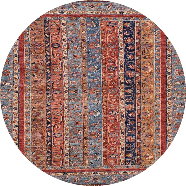Ahgly Company Tapis Rond Abstrait Marron Rouge pour Intérieur, 8 Pieds Rond