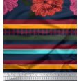 thumbnail image 3 of oneOone Cotton Silk Fabric Stripe & Floral Panel Printed Craft Fabric BTY 42 Inch Wide, 3 of 3