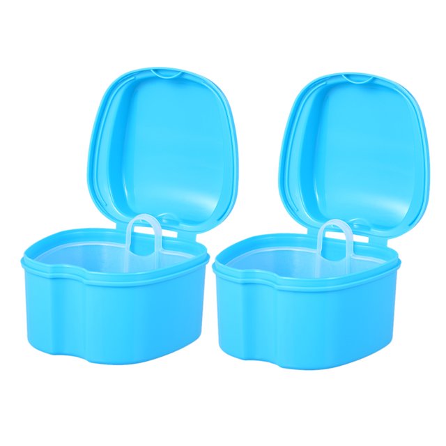 2 Pack Boîte de Bain pour Prothèses Boîte de Rangement pour Fausses Dents Conteneur de Nettoyage Panier de Rinçage