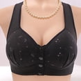thumbnail image 3 of Bras Middle Age Front Closure Seamless Wireless Bra Plus Size With Back Smoothing​​ Womens Bra Black 46, 3 of 3