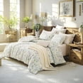 thumbnail image 4 of Nayoroom 3 Pieces Soft Microfiber Boho Floral Duvet Cover Green Botanical Full Bedding Set with Colorful Flower Print Pattern, 4 of 5
