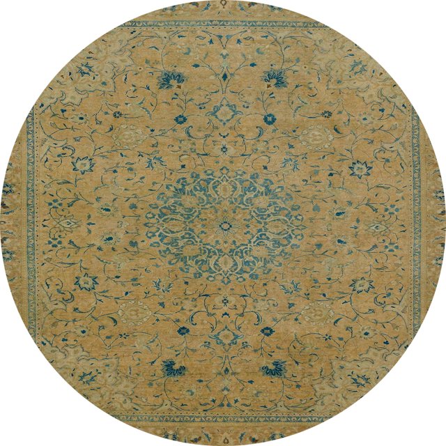 Ahgly Company Tapis d'Intérieur Ronds Abstraits Caramel Brun, Tapis de Zone Abstraits, 3 Pieds Rond