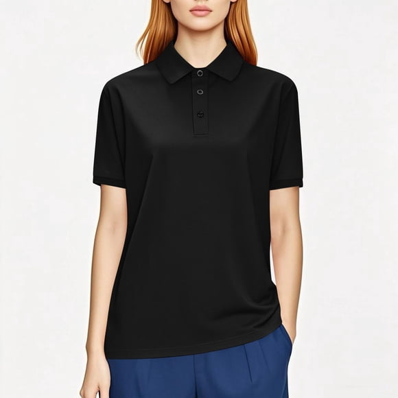 hoksml Women's Polo Shirts Solid Color T-Shirts Sports Lapel Dry Short Sleeve Working Clothes Tops/Shirt Casual Clothes 2025 Summer on Clearance